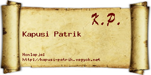 Kapusi Patrik névjegykártya